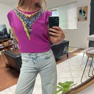 Selfi Worthy🤳 Sequin accent Top Trina Turk 💎